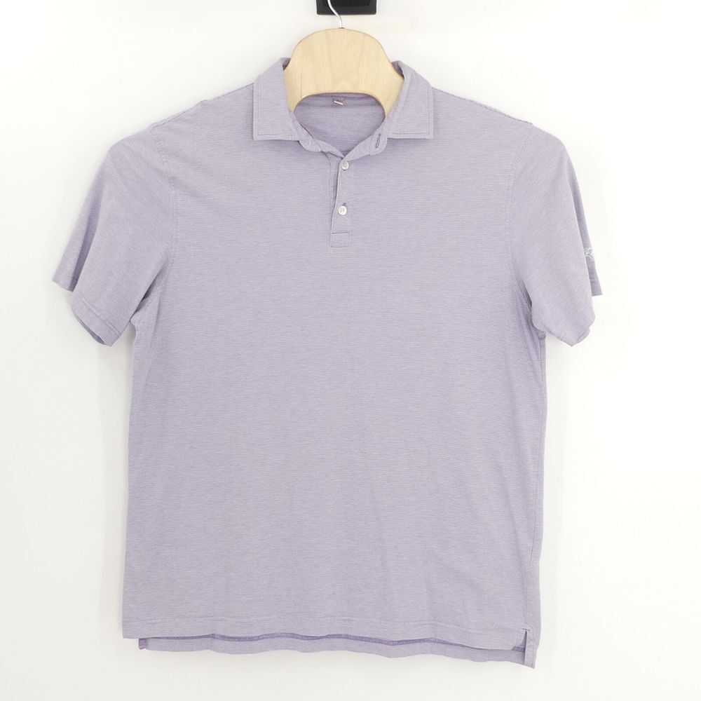 Peter Millar Crown Soft Polo Shirt Purple Stripe Men's Large L Stretch‎